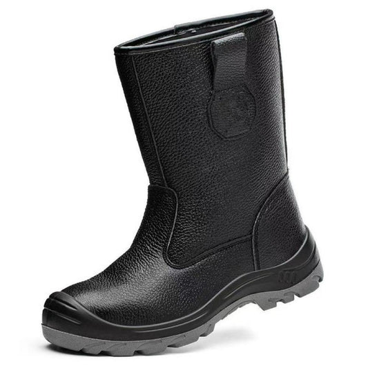 HJ-720 Embossed Leather Steel Toe Steel Sole Work Shoes - Slip-On Safety Shoes