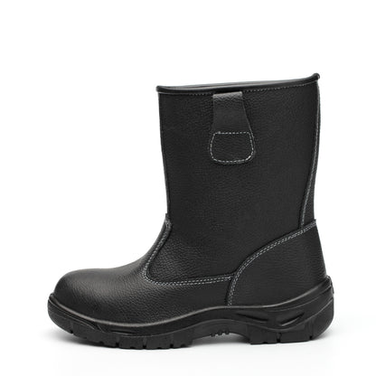 WG-907 Black Cow Leather PU Injection Safety Boots – Steel Toe & Steel Plate