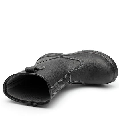 WG-907 Black Cow Leather PU Injection Safety Boots – Steel Toe & Steel Plate