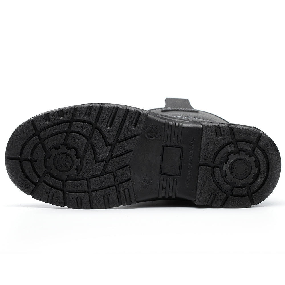 WG-907 Black Cow Leather PU Injection Safety Boots – Steel Toe & Steel Plate
