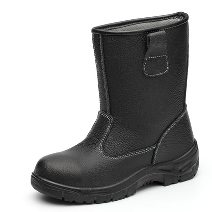 WG-907 Black Cow Leather PU Injection Safety Boots – Steel Toe & Steel Plate